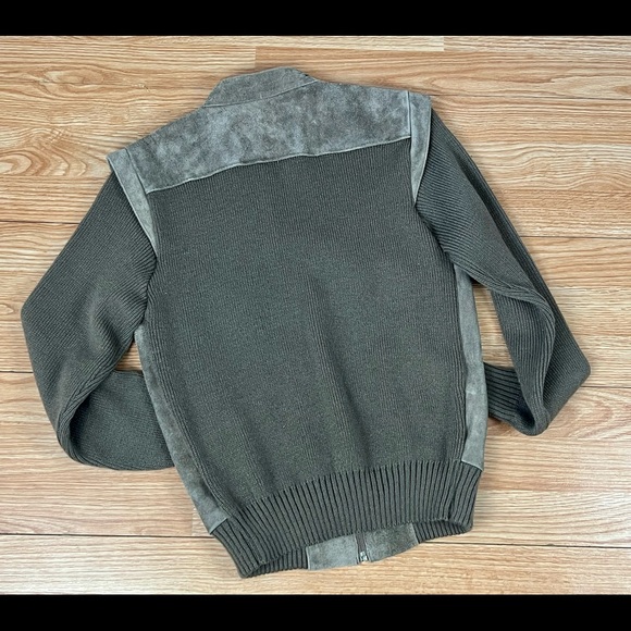 Trading Post Women’s Suede Leather Knit Vintage Coat Jacket Beige Taupe Large - Picture 4 of 9